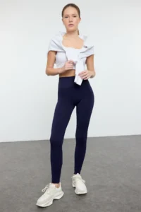 TRENDYOLMİLLA NAVY BLUE seamless/seamless Push Up Tam Size Knitting Sports Leggings - Image 3