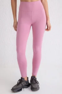 TRENDYOLMİLLA PINK Soft Brushed Material Reflector Print Detailed Full Size Knitting Sports Leggings - Image 5