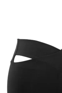 TRENDYOLMİLLA Black Soft Brushed Material Cut Out Detailed Knitting Sports Leggings - Image 10