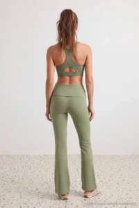 TRENDYOLMİLLA Khaki Soft Brushed Material Shirring Detailed Knitting Sports Leggings - Image 4