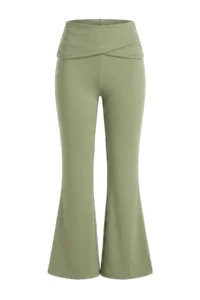 TRENDYOLMİLLA Khaki Soft Brushed Material Shirring Detailed Knitting Sports Leggings - Image 5