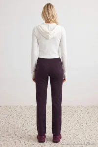 TRENDYOLMİLLA Smoke Gray Brushed Soft Material Loose Flare Knitting Sports Leggings - Image 4