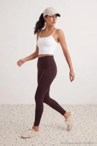 TRENDYOLMİLLA Brown Warm-Keeping Scuba Material Full Size Knitting Sports Leggings with Fleece Inside - Image 2