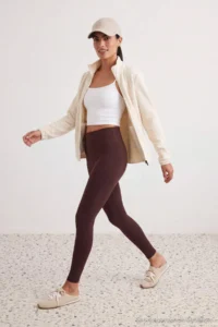 TRENDYOLMİLLA Brown Warm-Keeping Scuba Material Full Size Knitting Sports Leggings with Fleece Inside - Image 3