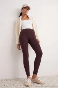TRENDYOLMİLLA Brown Warm-Keeping Scuba Material Full Size Knitting Sports Leggings with Fleece Inside - Image 4