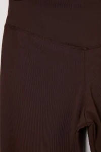 TRENDYOLMİLLA Brown Warm-Keeping Scuba Material Full Size Knitting Sports Leggings with Fleece Inside - Image 9