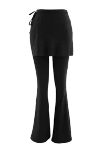 TRENDYOLMİLLA Black Soft Brushed Material Flare/flared leg Knitting Sports Leggings - Image 5