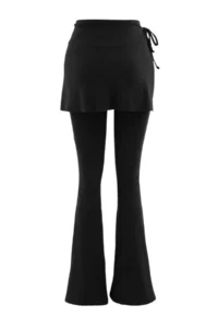 TRENDYOLMİLLA Black Soft Brushed Material Flare/flared leg Knitting Sports Leggings - Image 8