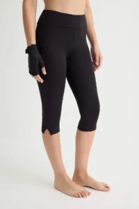 TRENDYOLMİLLA Black Scuba LYCRA® ADAPTIV™ Ultra Flexible slit Capri Length Knitting Sports Leggings - Image 3