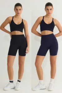 TRENDYOLMİLLA Black-NAVY 2 Sets Paket seamless/seamless Knitting Sports Shorts/Short Leggings