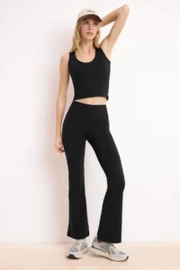 TRENDYOLMİLLA Black Brushed Soft Material Flare/flared leg Knitting Sports Leggings - Image 3