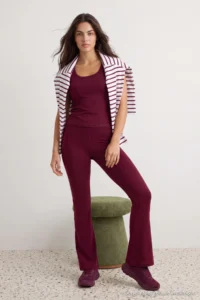 TRENDYOLMİLLA Burgundy Brushed Soft Material Flare/flared leg Knitting Sports Leggings