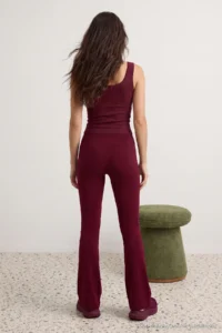 TRENDYOLMİLLA Burgundy Brushed Soft Material Flare/flared leg Knitting Sports Leggings - Image 4