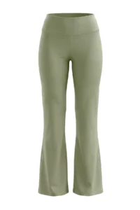 TRENDYOLMİLLA Khaki Brushed Soft Material Flare/flared leg Knitting Sports Leggings - Image 4