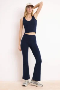 TRENDYOLMİLLA NAVY BLUE Brushed Soft Material Flare/flared leg Knitting Sports Leggings - Image 2