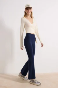 TRENDYOLMİLLA NAVY BLUE Brushed Soft Material Flare/flared leg Knitting Sports Leggings - Image 6