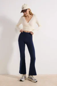TRENDYOLMİLLA NAVY BLUE Brushed Soft Material Flare/flared leg Knitting Sports Leggings - Image 7