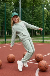 TRENDYOLMİLLA KIDS MINT Cotton Girls' Patterned Hooded Cardigan-Pants Knitting Top and Bottom Set - Image 2
