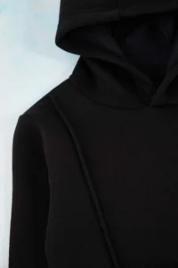 TRENDYOLMİLLA KIDS Black Cotton Fleece Hooded Knitting Boys' Sweatshirt and Tracksuit Top and Bottom Set - Image 4