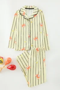 TRENDYOLMİLLA KIDS Yellow Soft textured Girls' Printed Knitting Pajamas Set - Image 2