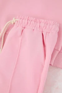 TRENDYOLMİLLA KIDS PINK Cotton Kalpli Oversized Girls' Knitting Bottom - Top Set - Image 3
