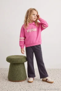 TRENDYOLMİLLA KIDS Anthracite Slogan Knitting Bottom - Top Set - Image 4