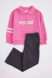 TRENDYOLMİLLA KIDS Anthracite Slogan Knitting Bottom - Top Set - Image 5