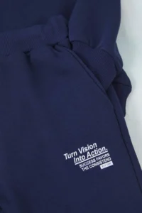 TRENDYOLMİLLA KIDS NAVY BLUE Cotton Polo Shirt Collar Boys' Knitting Thick Sweatshirt and Tracksuit Bottom -Top Set - Image 3