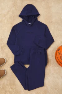 TRENDYOLMİLLA KIDS NAVY BLUE Hooded Knitting Boys' Sweatshirt and Tracksuit Thick Bottom - Top Set - Image 2