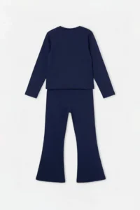 TRENDYOLMİLLA KIDS NAVY BLUE Plain/Basic Flexible Crew Neck Regular Knitting Girls' Tights Bottom - Top Set - Image 6
