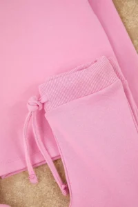 TRENDYOLMİLLA KIDS PINK Plain/Basic Flexible Crew Neck Regular Knitting Girls' Tights Bottom - Top Set - Image 3