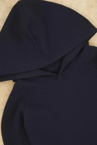 TRENDYOLMİLLA KIDS NAVY BLUE Cotton Hooded textured Thin Boys' Sweatshirt Trackpants Bottom - Top Set - Image 5