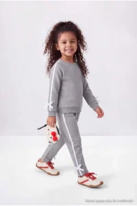 TRENDYOLMİLLA KIDS Gray Color Bloklu Knitting Bottom - Top Set