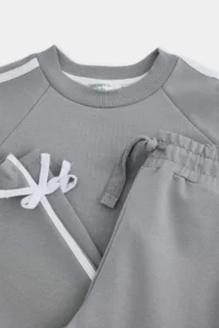 TRENDYOLMİLLA KIDS Gray Color Bloklu Knitting Bottom - Top Set - Image 6