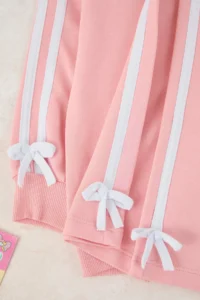 TRENDYOLMİLLA KIDS PINK Girls' Cotton Plain Crew Neck Thin Sweatshirt and Tracksuit Bottom - Top Set - Image 4
