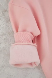TRENDYOLMİLLA KIDS Powder PINK Cotton Plain Thick/Oversized Girls' Knitting Bottom with Fleece Inside - Top Set - Image 6