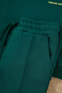 TRENDYOLMİLLA KIDS Emerald Green Girls'/Boys' Knitting Thick Sweatshirt and Tracksuit Bottom - Top Set - Image 3