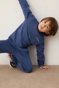 TRENDYOLMİLLA KIDS Petrol Cotton Girls'/Boys' Knitting Thick Sweatshirt and Tracksuit Bottom - Top Set - Image 2