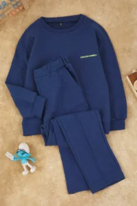TRENDYOLMİLLA KIDS Petrol Cotton Girls'/Boys' Knitting Thick Sweatshirt and Tracksuit Bottom - Top Set - Image 4