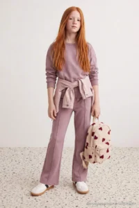 TRENDYOLMİLLA KIDS Purple Plain Knitting Bottom - Top Set