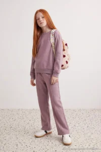 TRENDYOLMİLLA KIDS Purple Plain Knitting Bottom - Top Set - Image 2