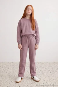 TRENDYOLMİLLA KIDS Purple Plain Knitting Bottom - Top Set - Image 3