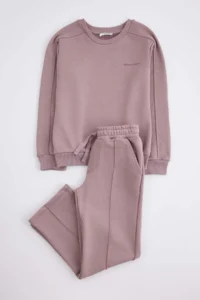 TRENDYOLMİLLA KIDS Purple Plain Knitting Bottom - Top Set - Image 4
