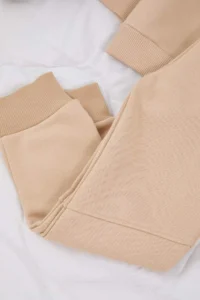 TRENDYOLMİLLA KIDS Beige Girls' / Boys' High Neck Knitting Thick Sweatshirt and Tracksuit Bottom - Top Set - Image 3