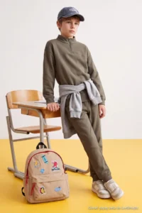 TRENDYOLMİLLA KIDS Khaki Plain Knitting Bottom - Top Set - Image 3