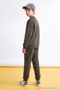 TRENDYOLMİLLA KIDS Khaki Plain Knitting Bottom - Top Set - Image 4