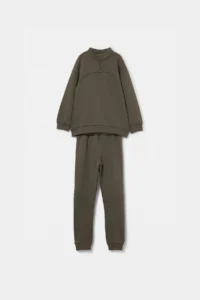 TRENDYOLMİLLA KIDS Khaki Plain Knitting Bottom - Top Set - Image 5