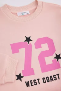 TRENDYOLMİLLA KIDS Powder PINK Slogan Knitting Bottom - Top Set - Image 7