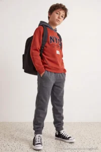 TRENDYOLMİLLA KIDS Anthracite Printed Knitting Bottom - Top Set - Image 2