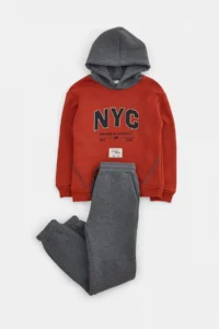 TRENDYOLMİLLA KIDS Anthracite Printed Knitting Bottom - Top Set - Image 5